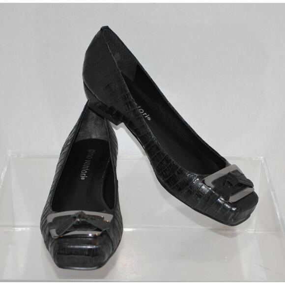 New Size 6 Womens Gino Ventori Vanessa Alligator Leather Black Low Heel - Picture 1 of 9